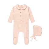 Mauve Variegated Ribbed Romper & Cardigan Set