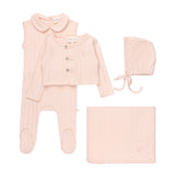 Mauve Variegated Ribbed Romper & Cardigan Set
