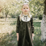 Velvet Dress with Lace Bib