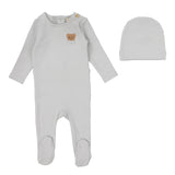 Pale Blue Bear Applique Footie