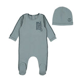 Antique Blue Little Imprint Footie & Beanie