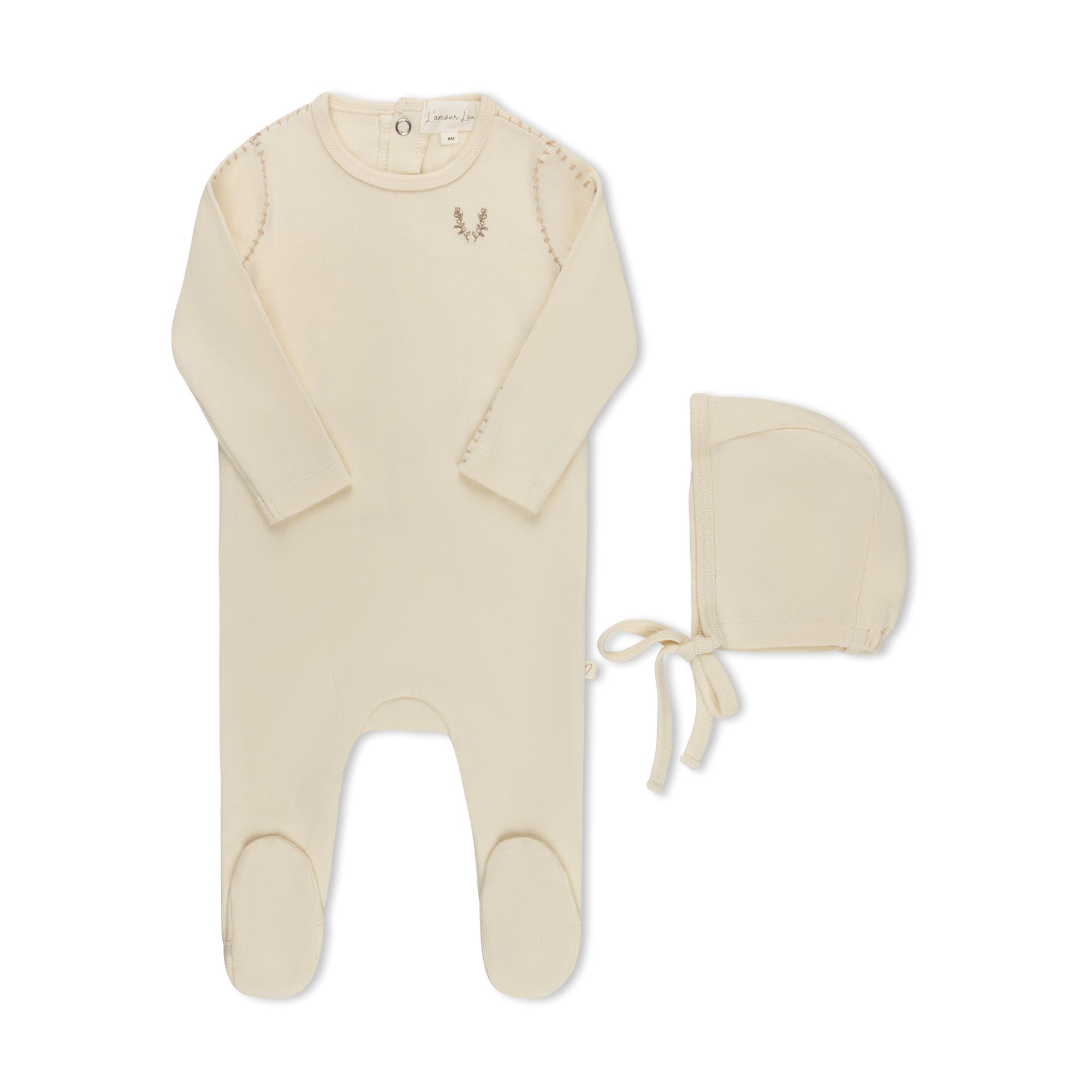 Cream Stitched Vine Footie