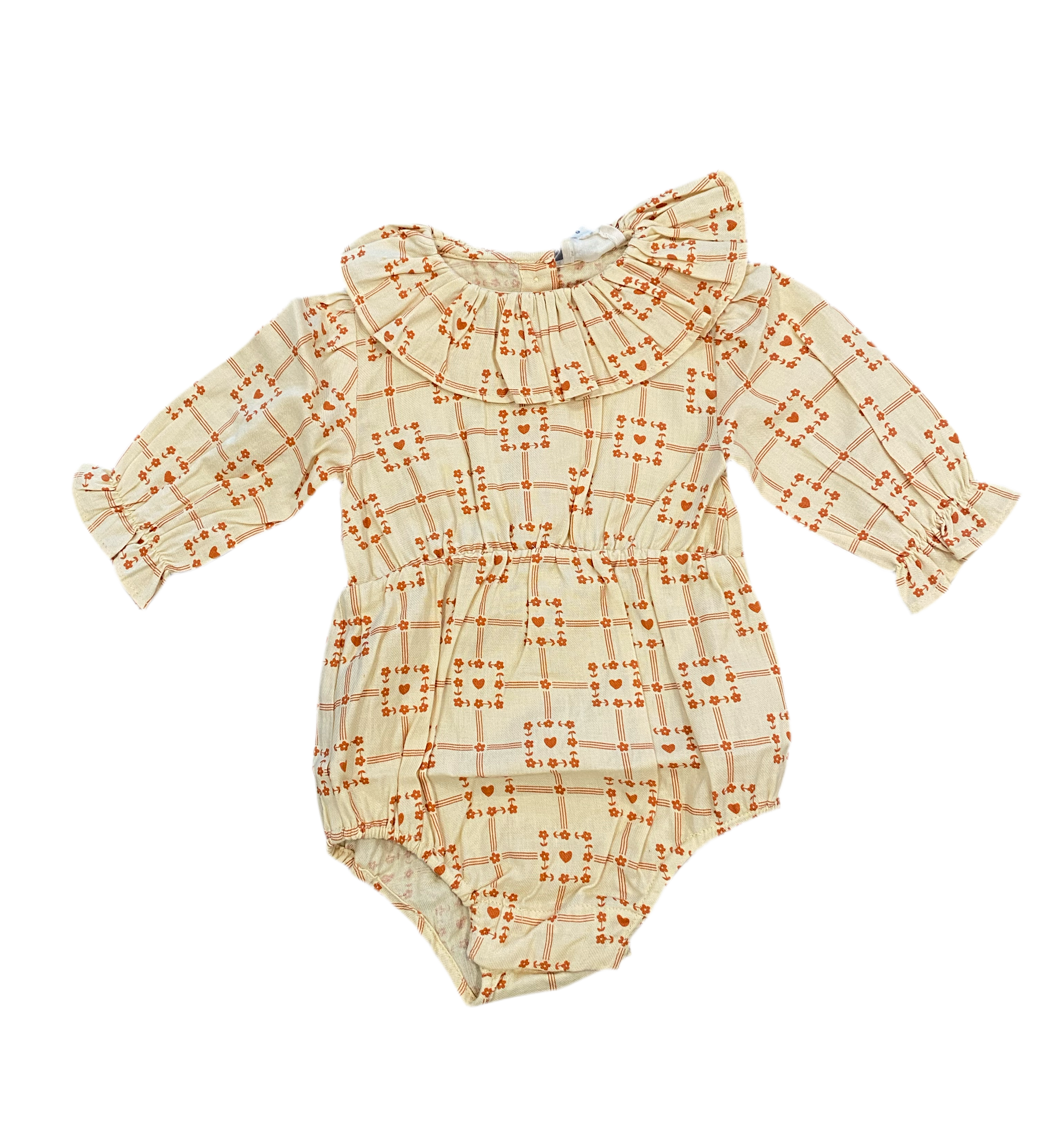 Twill Square Heart Melissa Romper