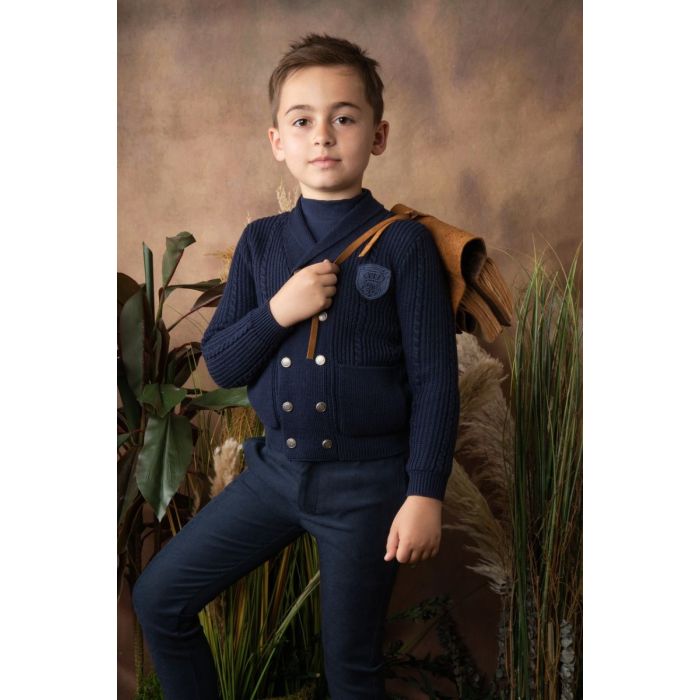 Double Breasted Cable Cardigan with Shawl Neck