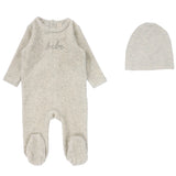 Heather Oatmeal Velour Bebe Footie