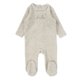 Heather Oatmeal Velour Bebe Footie