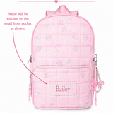 Bow Floral Quilted Large Backpack with Charm