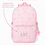 Bow Floral Quilted Large Backpack with Charm