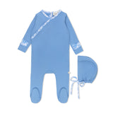 Blue Inside Seams Footie + Bonnet