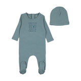 Deep Marine I Love You Footie & Bonnet