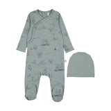 Blue Toile Footie