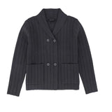 Wide Ribbed Knit Double Breasted Cardigan