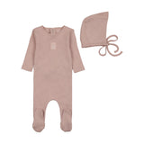 Pink Bird Pointelle Footie + Bonnet