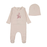 Pink Carriage Sketch Footie + Beanie