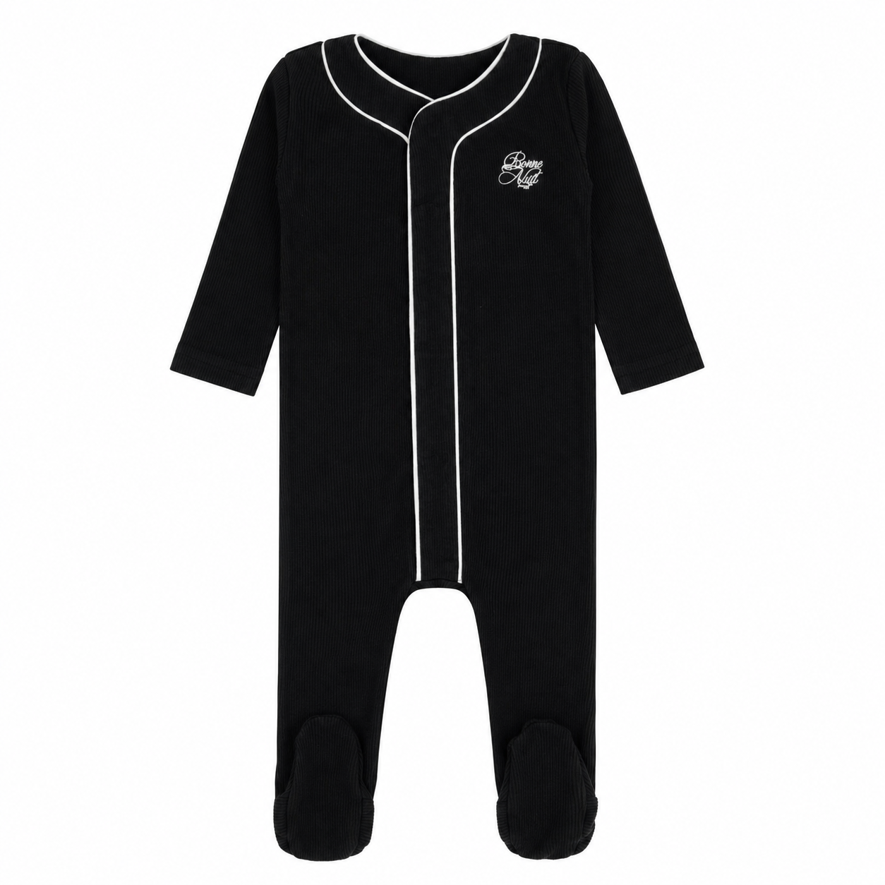 Noggi Boys Bamboo Button Down Footie in Black