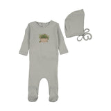 Boys Crochet Basket Footie + Bonnet