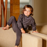 Pouf Dark Grey Embroidered Set