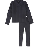 Wide Ribbed Knit Sweater Set