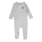 Pale Blue Bear Applique Footie