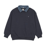 Sweet Campaign Denim Trim Polo Sweatshirt