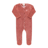 Velour Embroidered Butterfly Footie