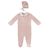 Scalloped Embroidered Romper and Bonnet Set