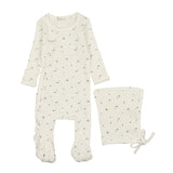 Pink Leaf Print Wide Rib Stretchie