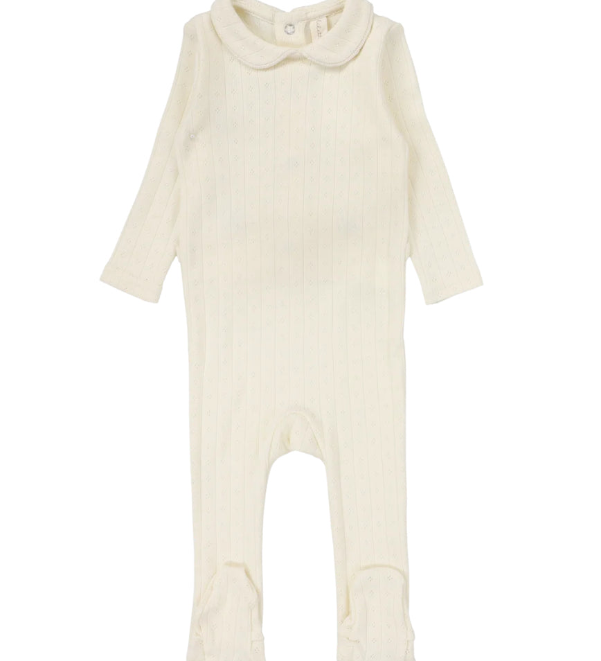 Fine Pointelle Peter Pan Collar Footie