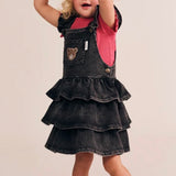 Knit Denim Frill Pinafore