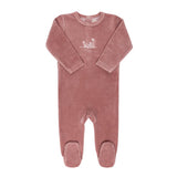 Velour Embroidered Flowers Footie