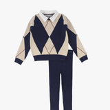 Collared Argyle Sweater Set