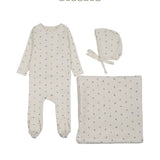 Cream/Blue Bitsy Floral Footie