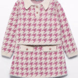 Houndstooth Knit Skirt Set