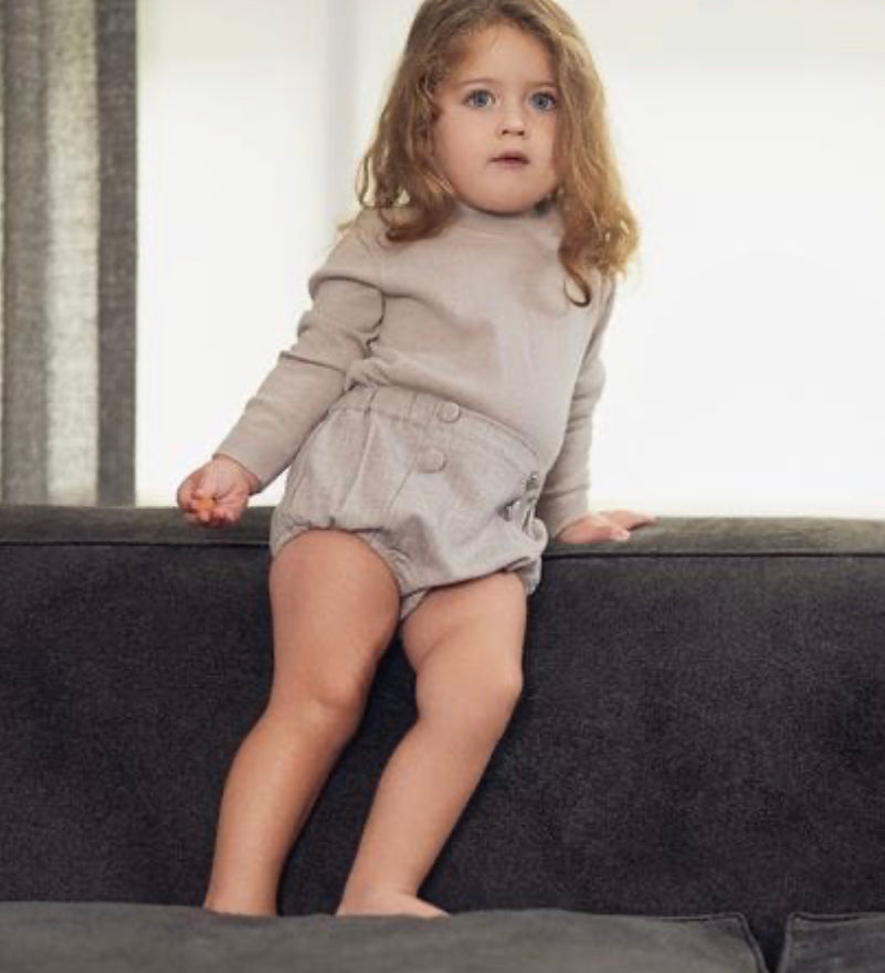 Knit Onesie with Button Bloomers