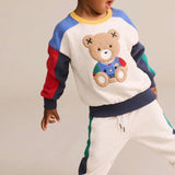 Boys Colour Block Sitting Hux Sweatshirt & Sweatpant Set