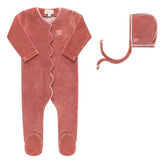 Velour Embroidered Butterfly Footie