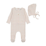Girls Goose on Plaid Footie + Bonnet