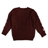 Cable Knit Sweater with Sleeve Badge