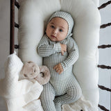 Pale Blue Gingham Bebe Footie