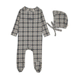 Pale Blue Tartan Print Footie Set