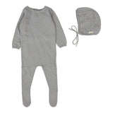 Light Blue Dotty Knit Footie Set