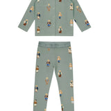Boys Teddy Pattern Lounge Grandpa Set