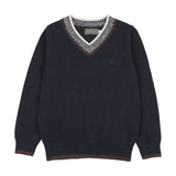 Navy Multi V Neck Crew Sweater