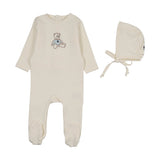 Cream/Blue Sweet Bear Footie