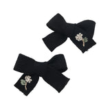 Josie Floral Embroidered Ribbed Knit Double Clip Set