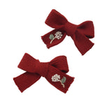 Josie Floral Embroidered Ribbed Knit Double Clip Set