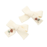 Josie Floral Embroidered Ribbed Knit Double Clip Set