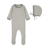 Light Blue Two Tone Knit Footie Set