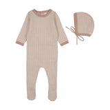 Dusty Pink Two Tone Knit Footie Set