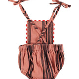 Pink and Black Striped Romper
